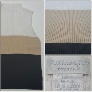 Mock Neck Sleeveless Color Block Sweater EUC